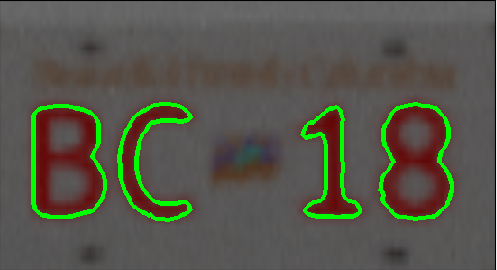 Segmenting individual symbols from the plate text.